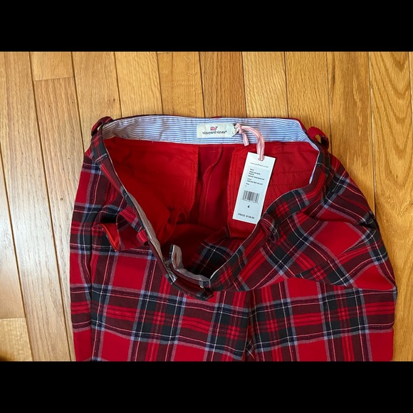 Vineyard Vines Nantucket Tartan Red Velvet Cocktail Pants Size 4 - Picture 5 of 11